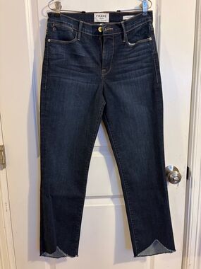 Frame Denim Dark Indigo Ankle Straight Jeans